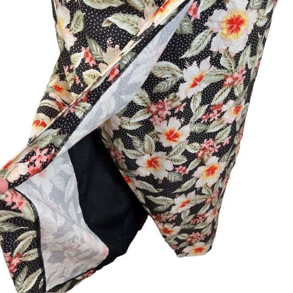 Rebecca Taylor Black Kamea Linen Blend Wrap Dress Tropical Floral Print Size 0 - Picture 5 of 15